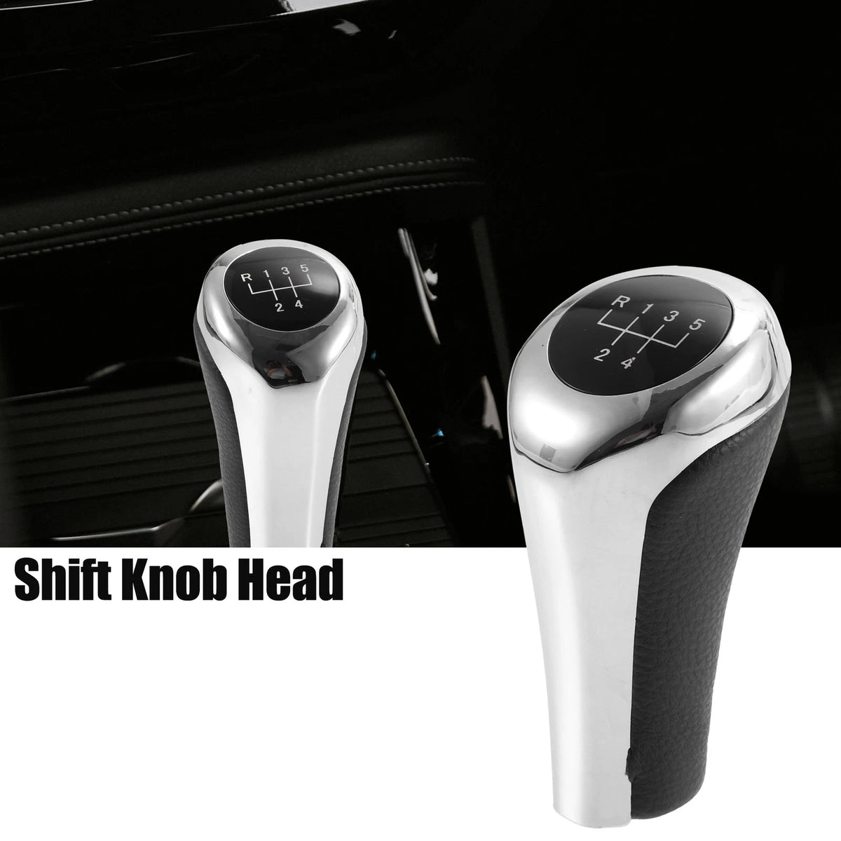 5 Speed Manual Shift Knob for BMW X1 E84 (2009–2015) Faux Leather Black Silver Tone
