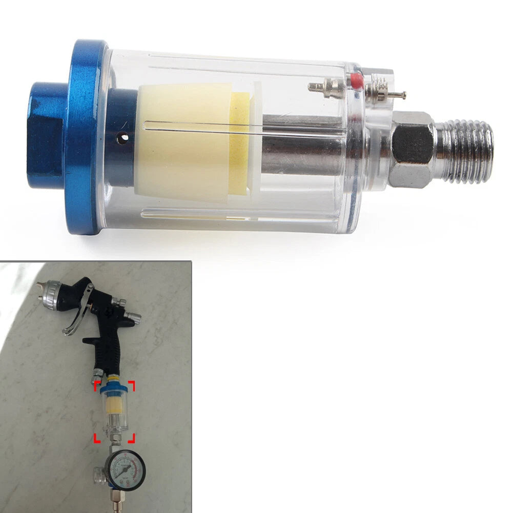 1/4" Inline Air Oil Water Filter Trap For Compressor Spray Paint Gun