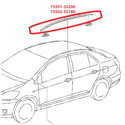 2Pcs Roof Side Weatherstrip Molding for Toyota Yaris Hatchback (2012–2014)