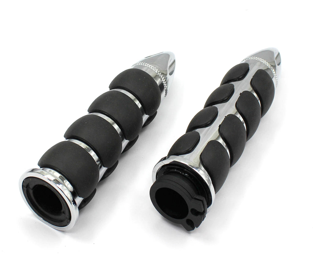 Chrome Motorcycle Handlebar Hand Grip with Black Rubber for Harley (Universal)