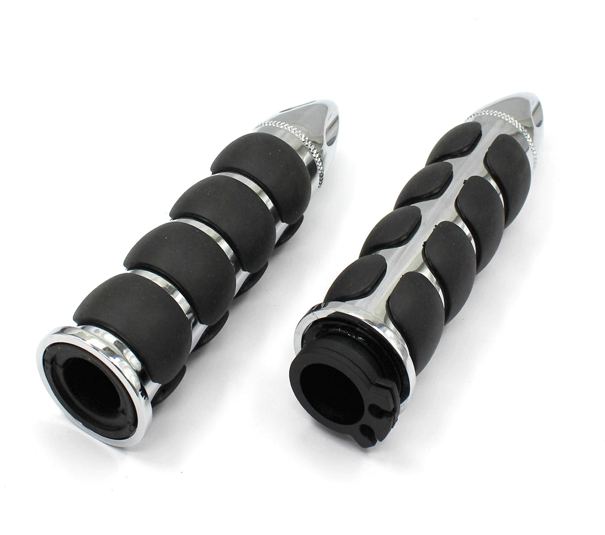 Chrome Motorcycle Handlebar Hand Grip with Black Rubber for Harley (Universal)