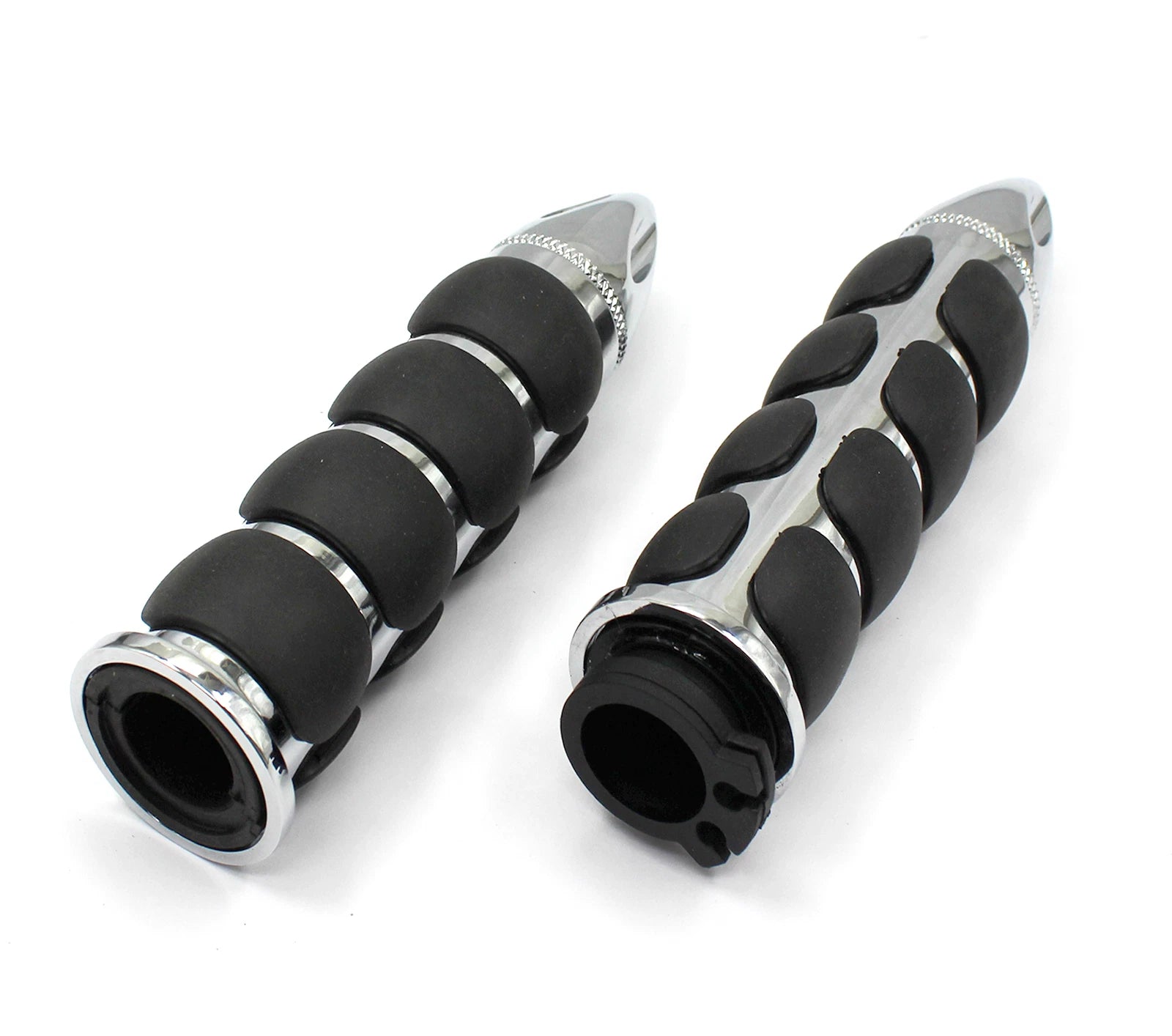Chrome Motorcycle Handlebar Hand Grip with Black Rubber for Harley (Universal)