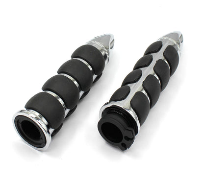 Chrome Motorcycle Handlebar Hand Grip with Black Rubber for Harley (Universal)