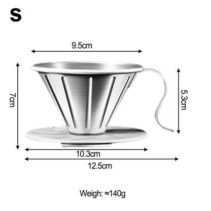 304 Stainless Steel Coffee Dripper with Holder for Easy Brewing