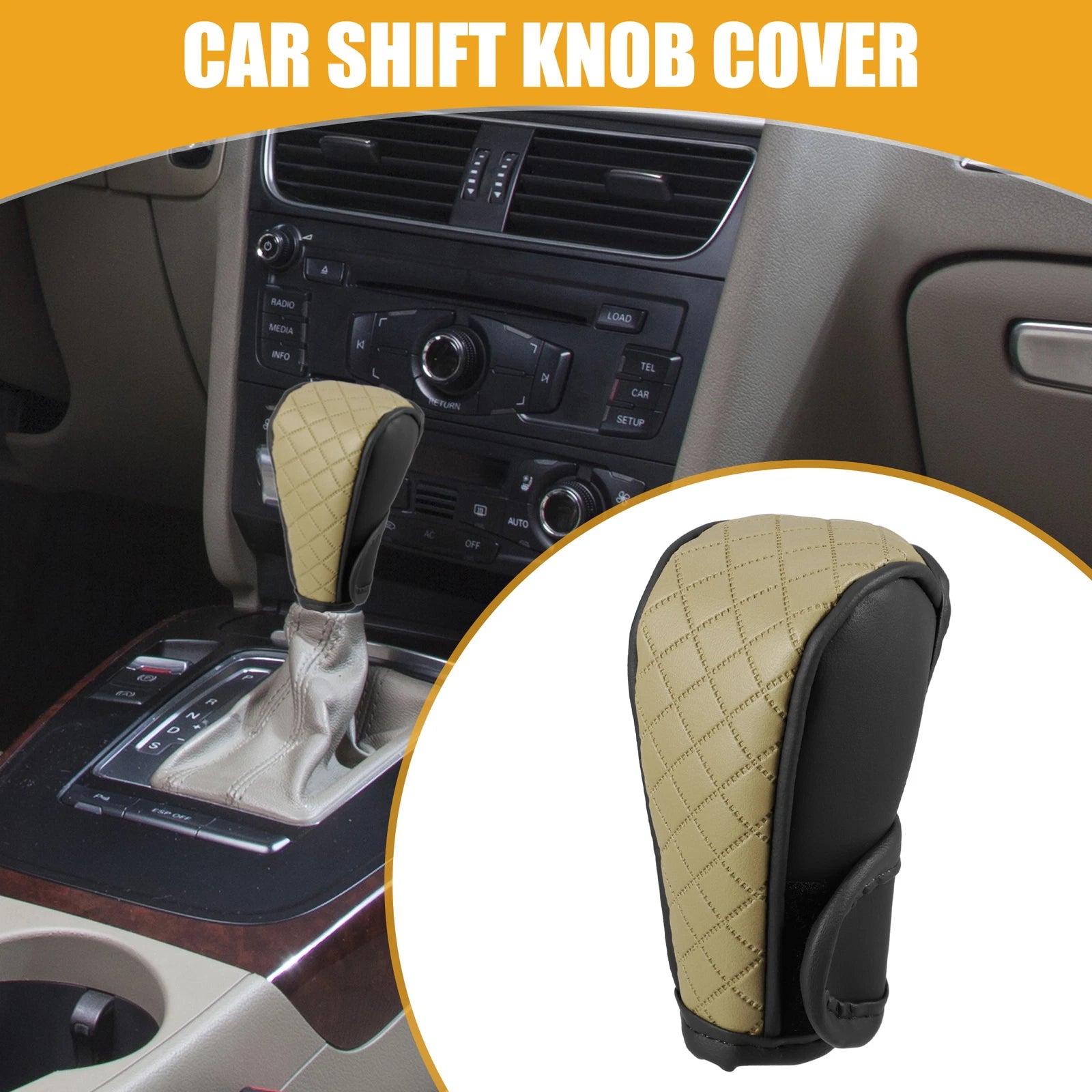 Shift Knob Cover for Universal Automatic Gear Protector Black Beige