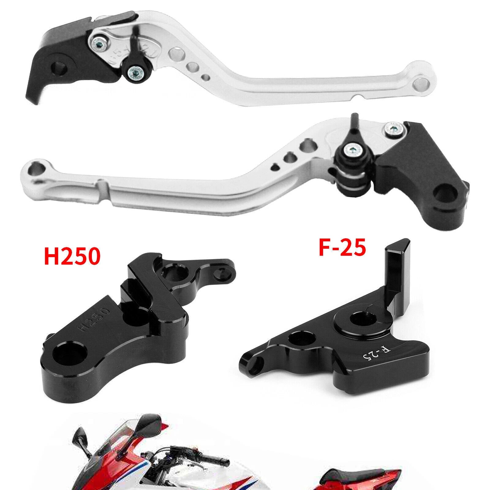 Silver Long Clutch Brake Lever for Honda CBR500R (2013–2015), CBR300R (2014–2016), CB300F (2014–2016) T9