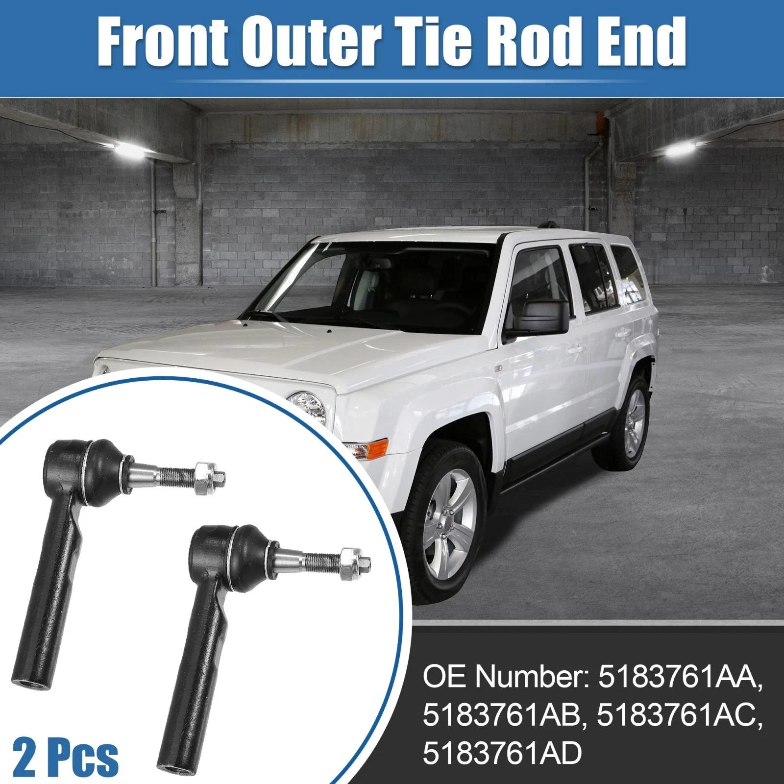 2PCS Front Inner Outer Tie Rod End Replacement for Dodge Chrysler Jeep (2011–2020)
