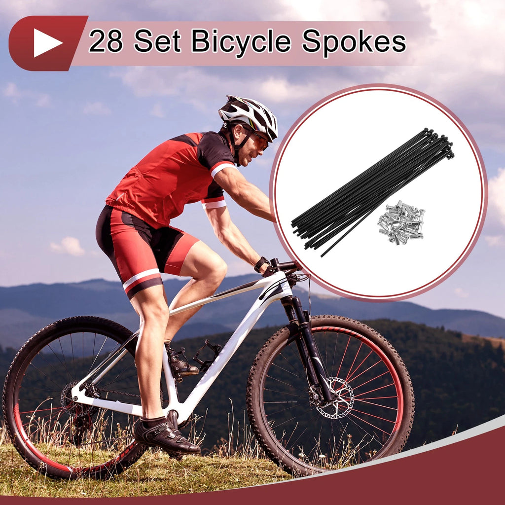 Bicycle Spoke 195 mm Carbon Steel Replacement Set for 12G Wheel (—)