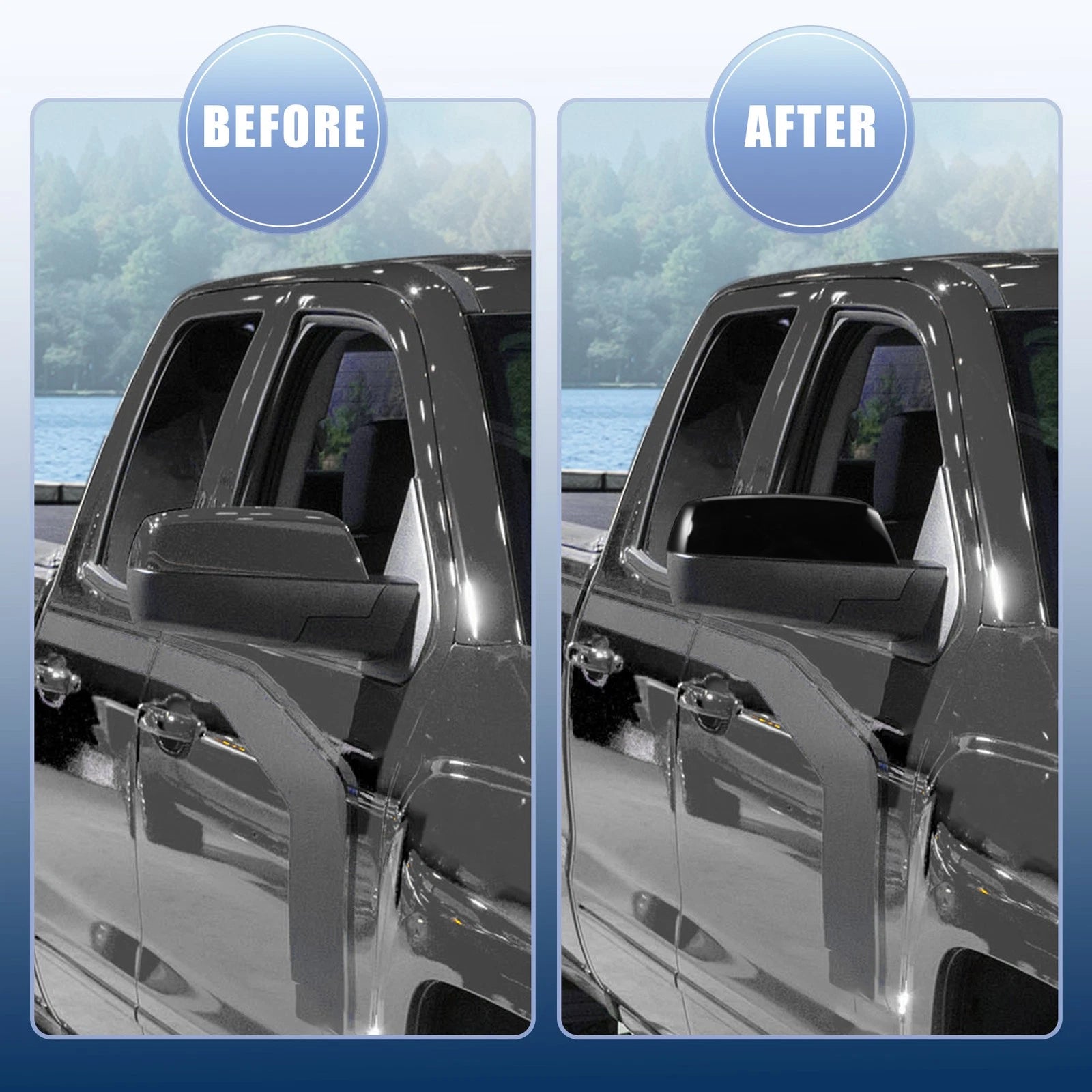 Mirror Covers Front Set Gloss Black for Chevrolet Silverado 1500 (2014–2018)