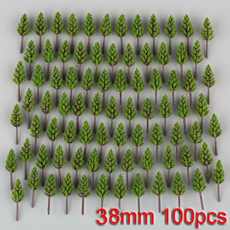 100pcs Set of Green Pine Trees for N Z Scale Railway Layout