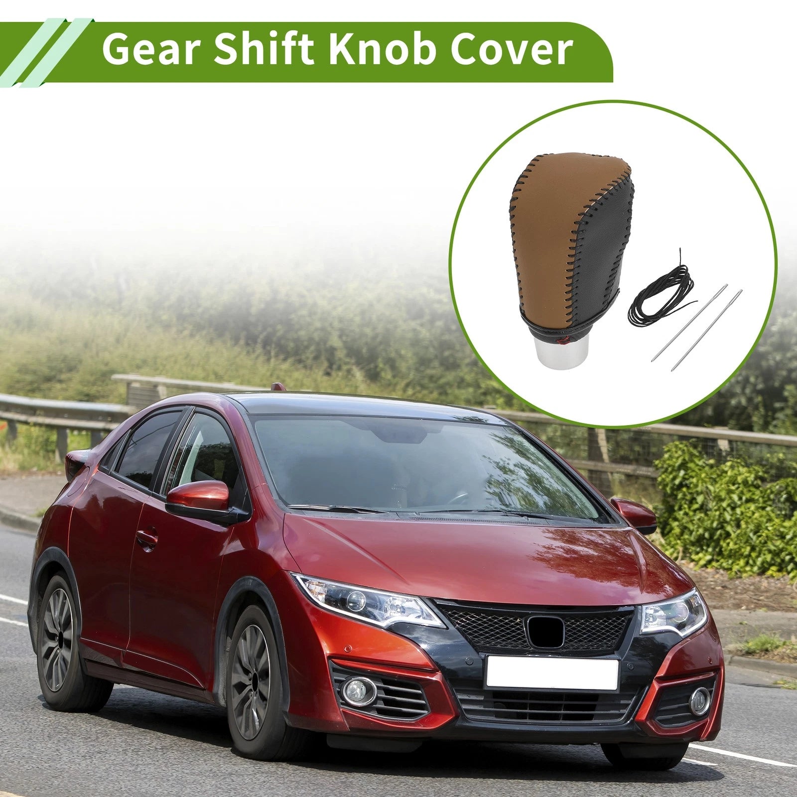 Gear Shift Knob Cover Replacement for Honda Civic (2016–2021) Brown Black