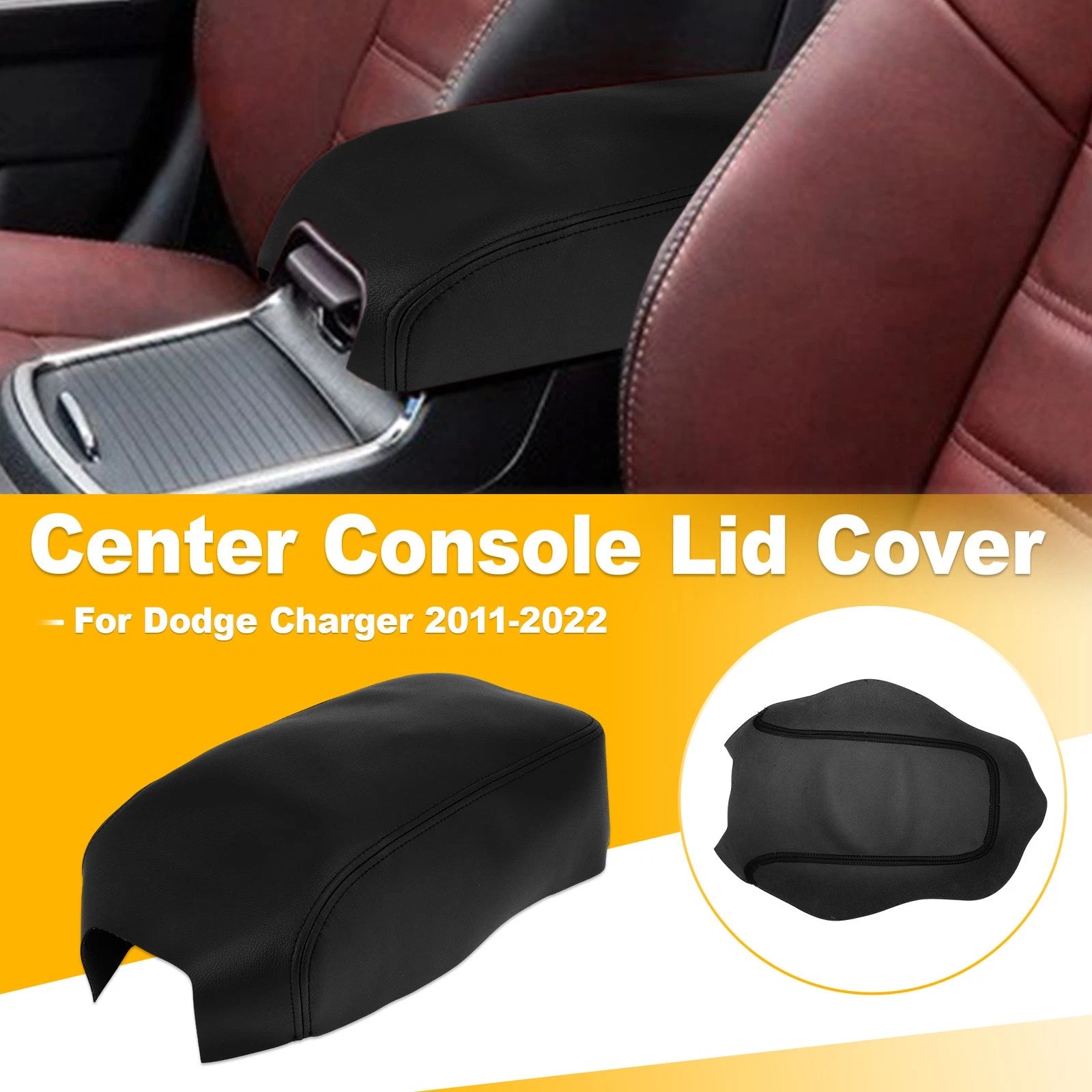 Car Center Console Lid Leather Armrest Cover for Dodge Charger (2011–2022)