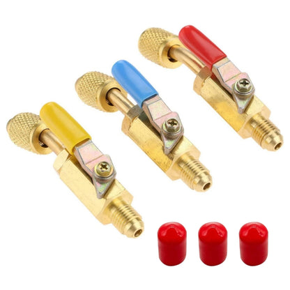 3PCS Brass Air Conditioning Shut Valve for AC Charging Hoses