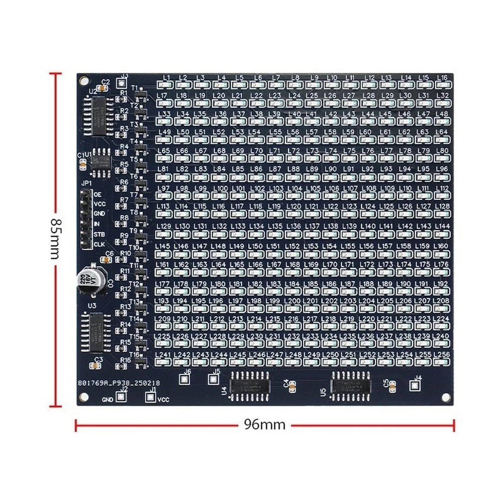 16x16 LED Board for SMD Soldering Practice (5V DC)