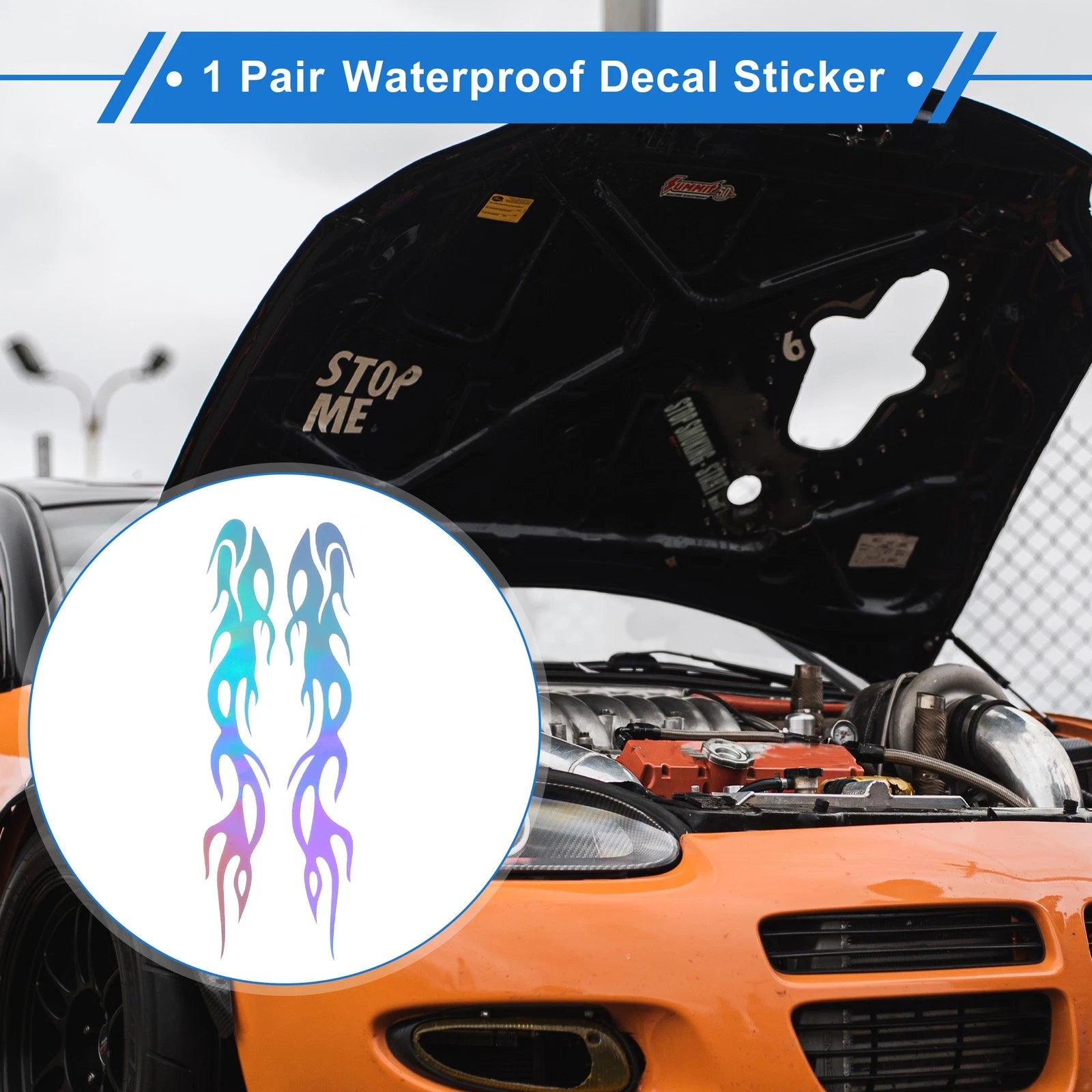 1 Pair Flame Pattern Car Bumper Sticker Decal Waterproof for Universal Fit