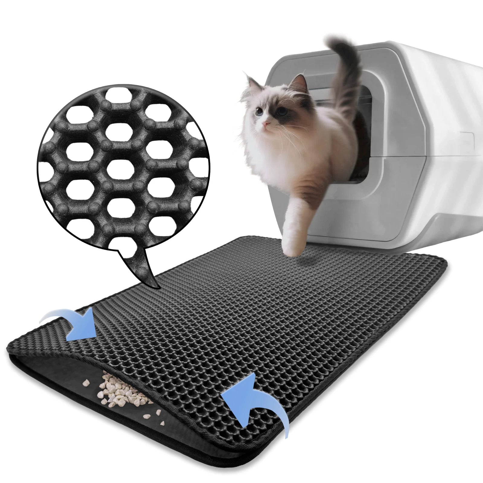 Double Layer Rubber Litter Mat for Black Cat (65X55)