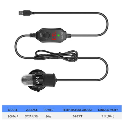 10W Adjustable Temperature Heater for Small Fish Tank Aquarium