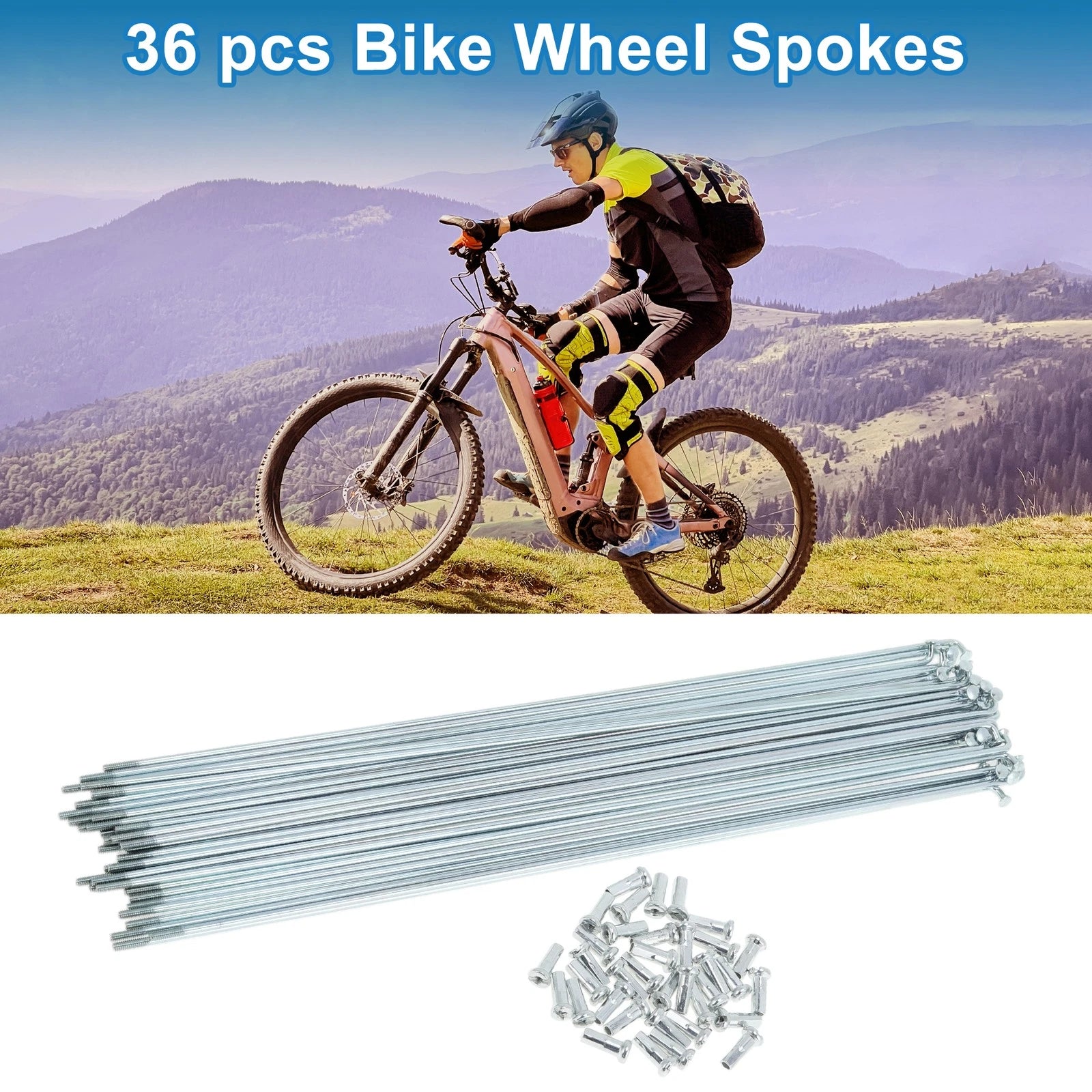 Bike Spokes Set 239mm Galvanized Carbon Steel for Bicycle Wheels (1 set)