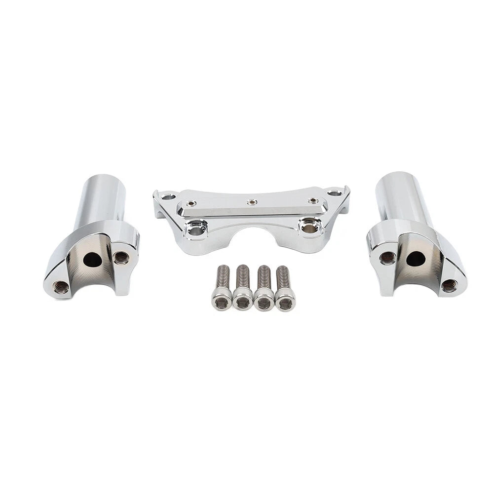 Chrome 3.5" Straight Handlebar Riser & Top Clamp for Harley Dyna