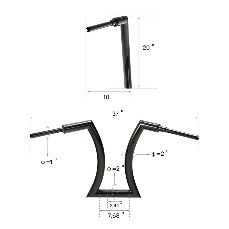20" Rise Handlebar & 3.5" Risers for Harley Touring Softail Sportster
