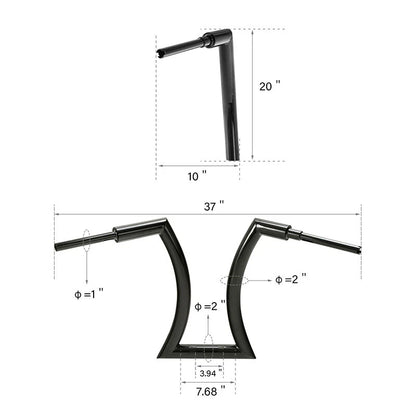 20" Rise Handlebar & 3.5" Risers for Harley Touring Softail Sportster