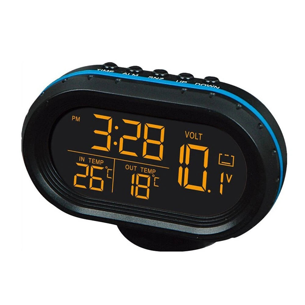 12V Car Clock Thermometer Voltmeter Gauge for Universal Vehicles