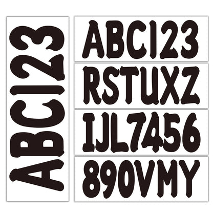 Set of 4 Boat Registration Number Decals A-Z & 0-9 Black