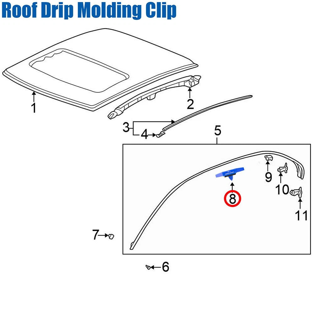 10pcs Roof Drip Moulding Clip for Honda Civic (1996–2005)