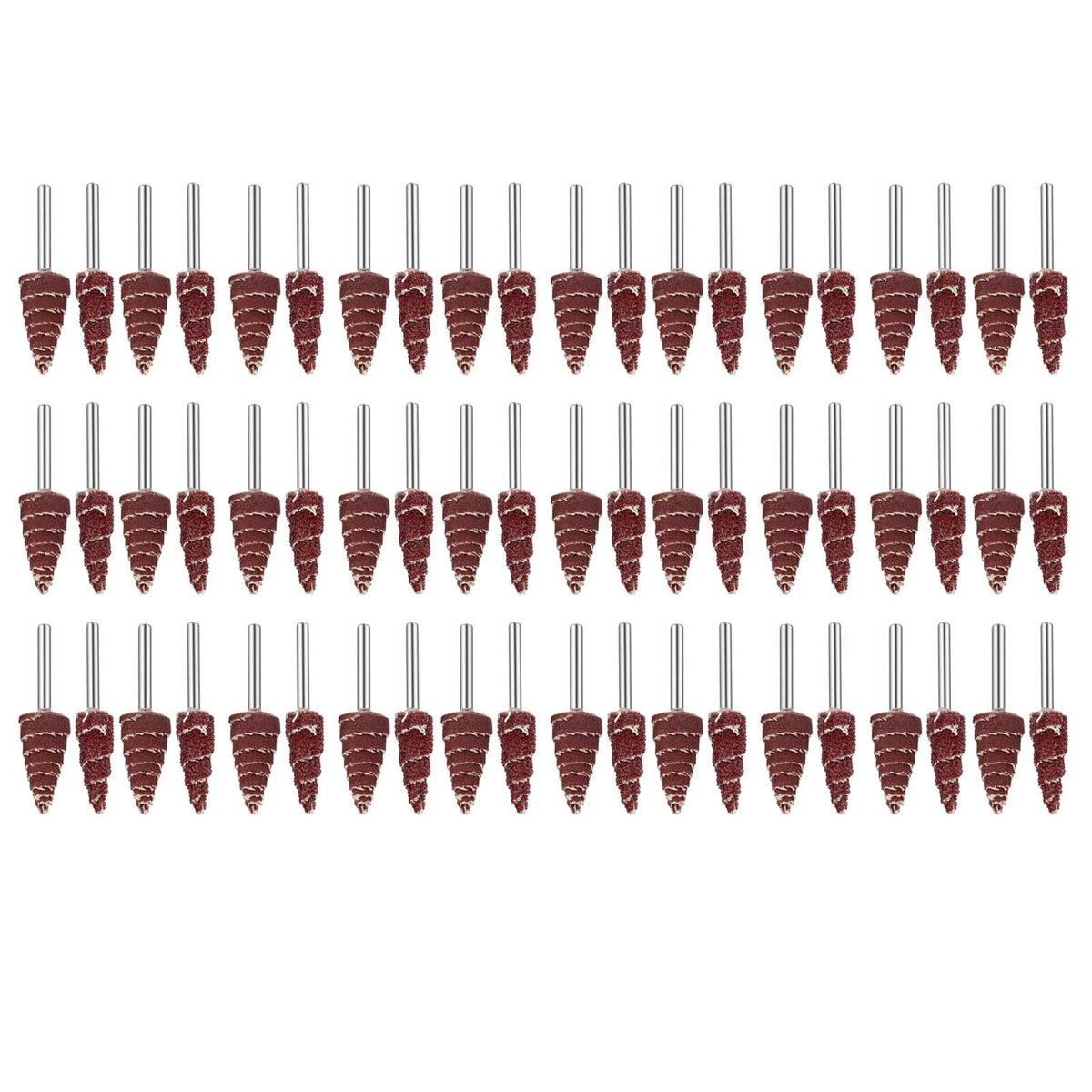 60x Cone Shape Abrasive Flap Wheel for Grinder Drill (10mm & 12mm, 1/8" Shank)