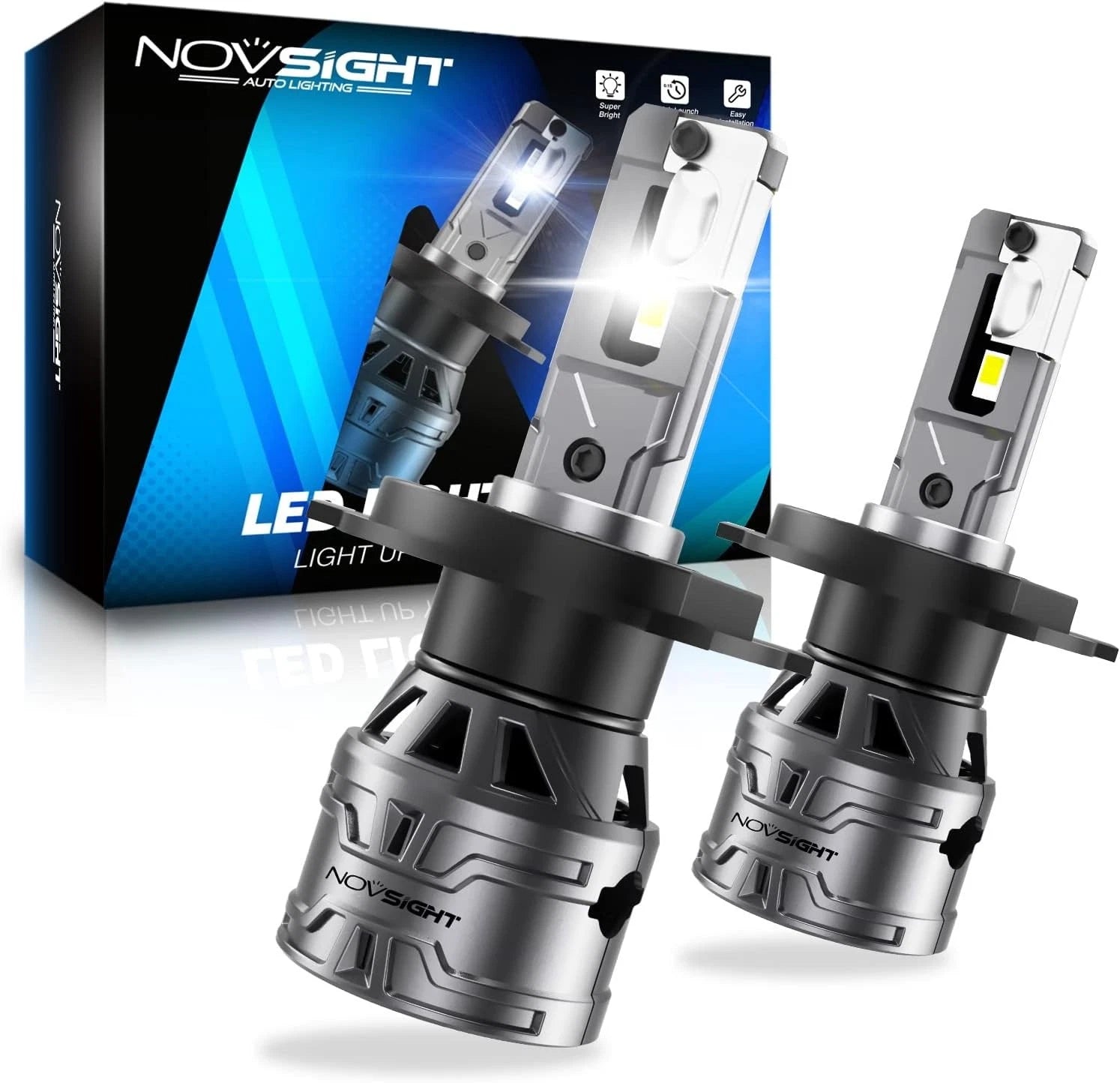 2X H4 LED Headlight Bulbs for NOVSIGHT (20000LM, 6500K)