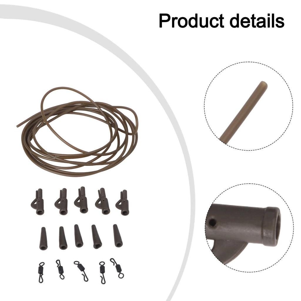 Fishing Clip Kit for Carp Rig (Includes Tubing & Tail Rubbers)