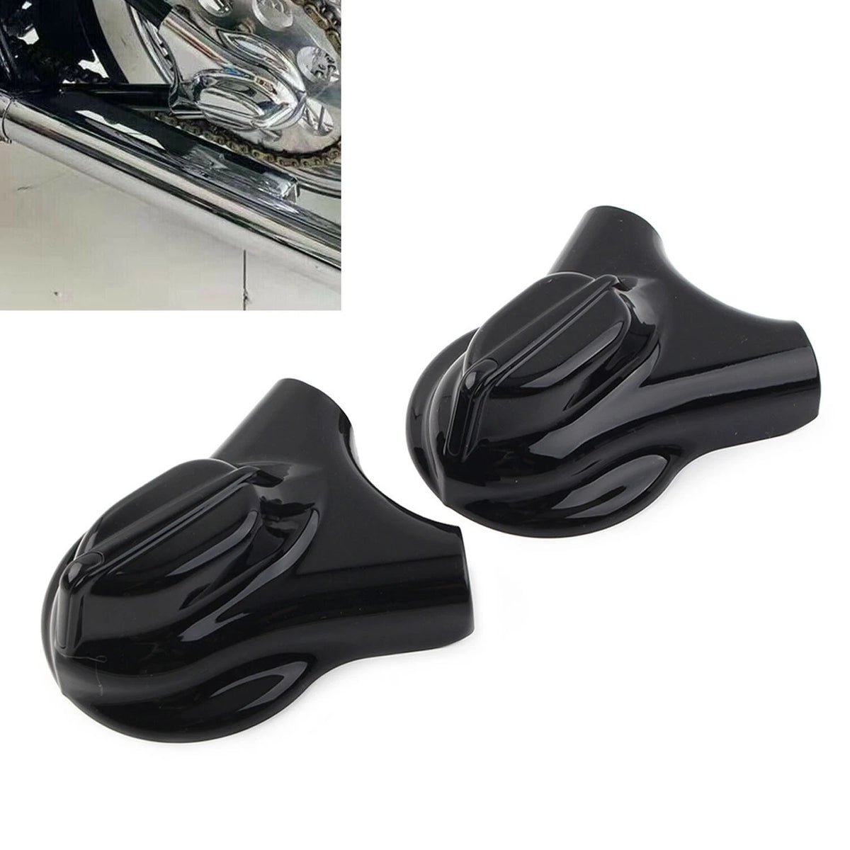 Rear Swingarm Axle Covers Kit for Harley Heritage Softail (2008–2017) Black