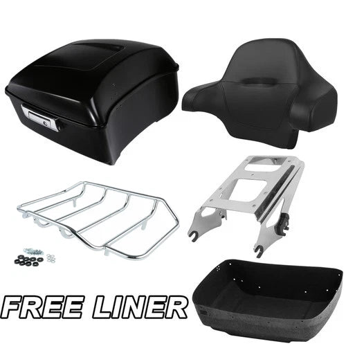 Matte Black Trunk Backrest Mount Rack for Harley Touring Glide (2009–2013)