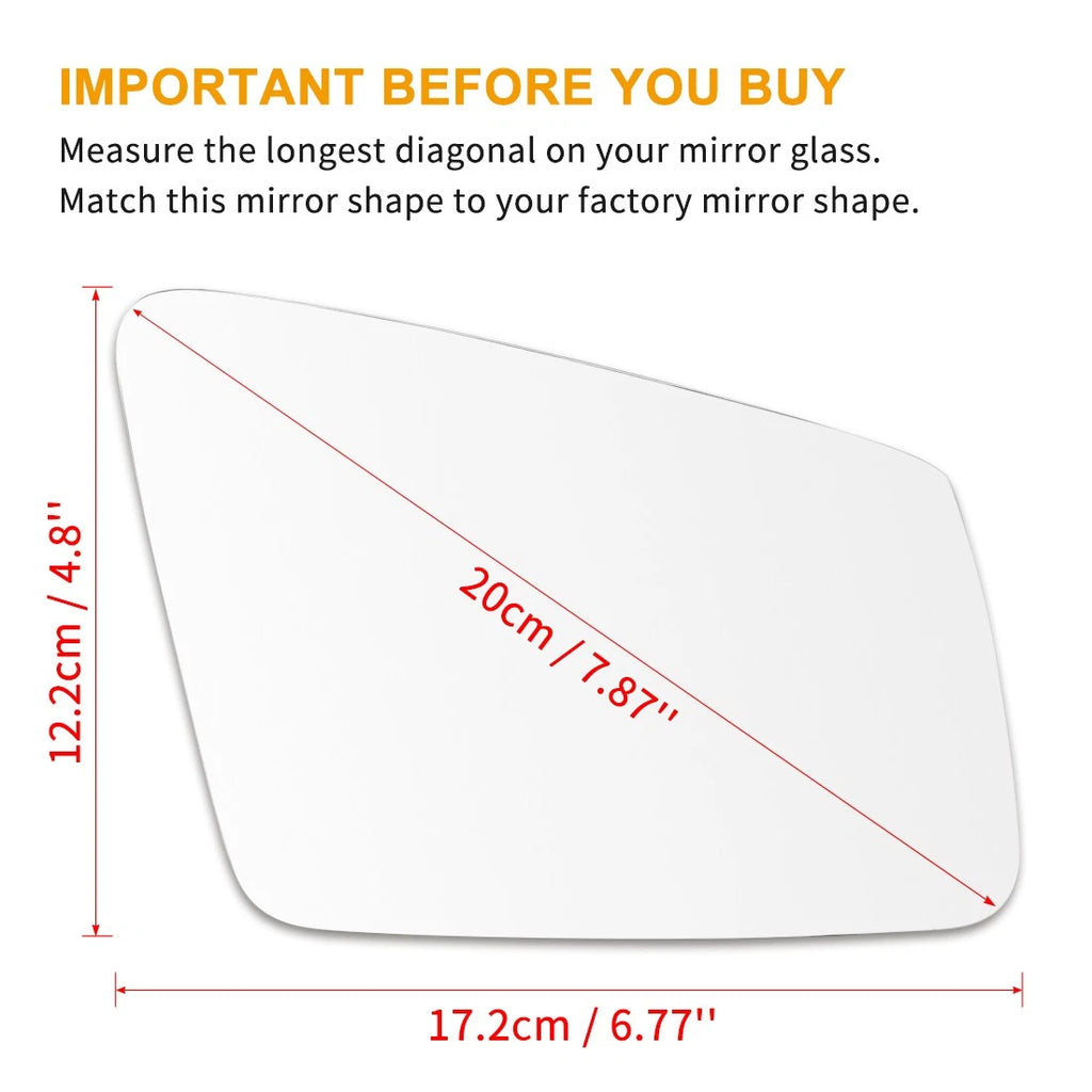 Right Side Heated Mirror Glass with Holder for Mercedes E250 E350 (2014–2023)