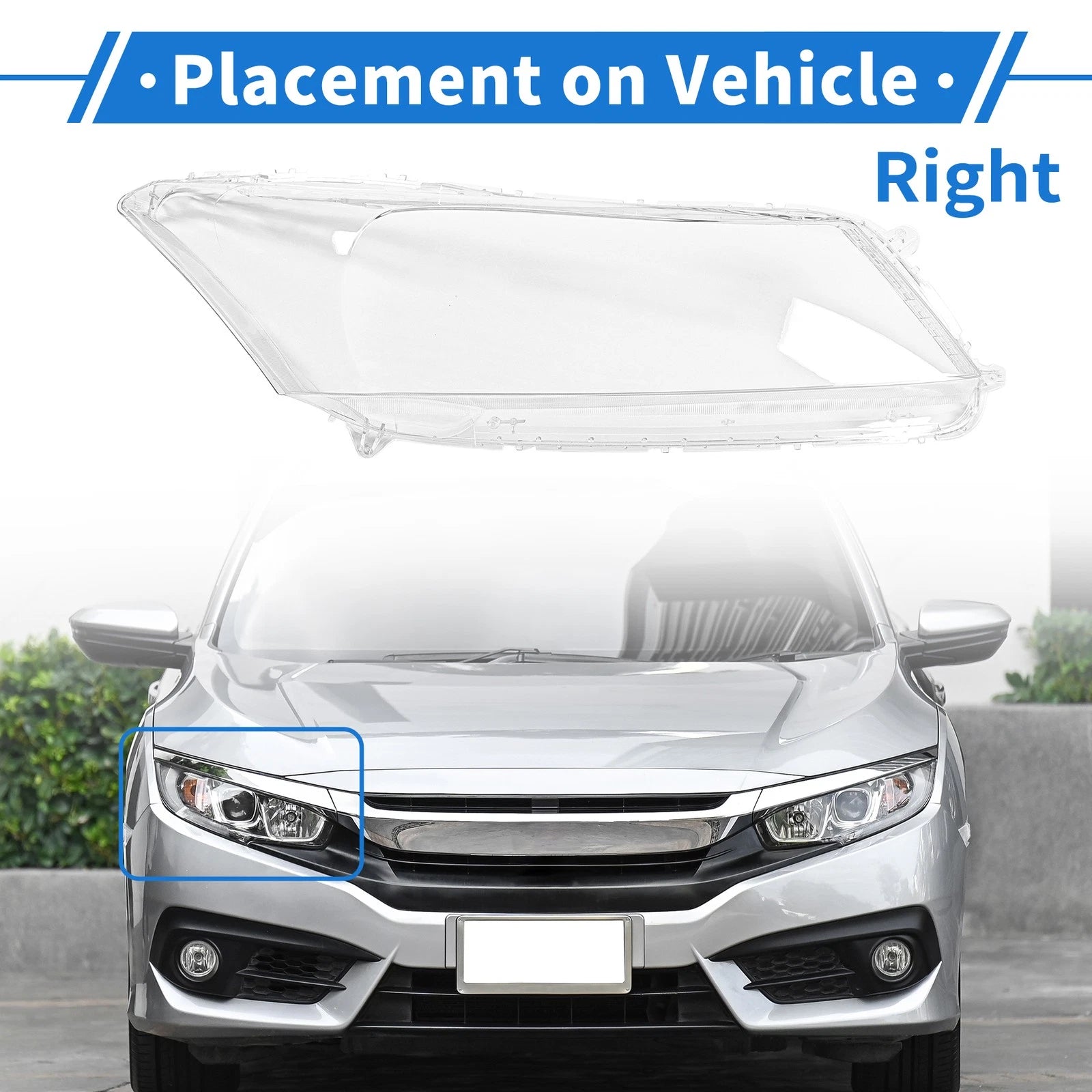 1 Pcs Front Right Headlight Lens Cover Replacement for Honda Accord (2008–2012)