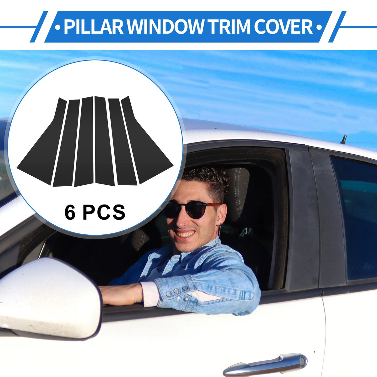 6 Pcs Door Pillar Window Trim Replacement for Hyundai Santa Fe (2019–2021)