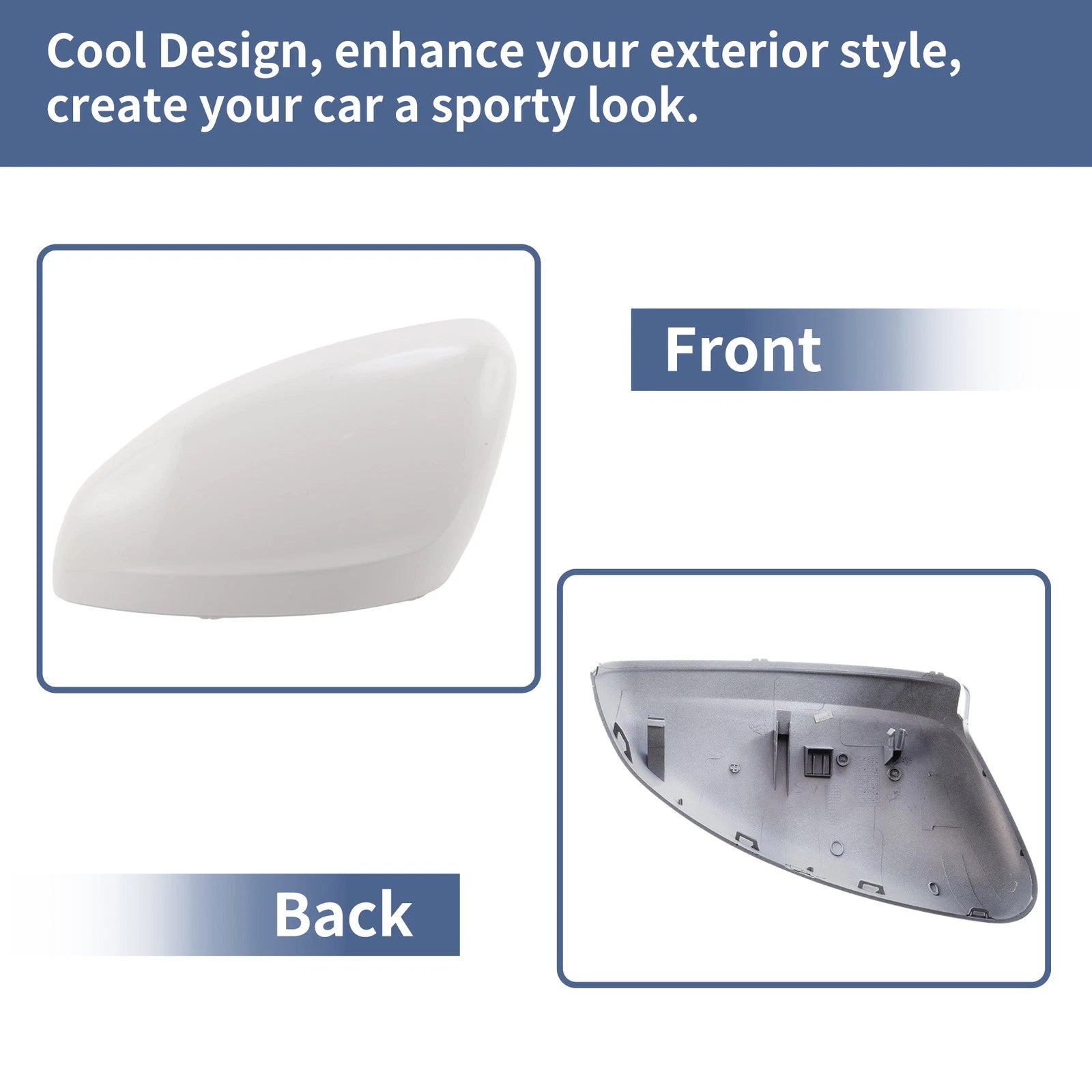 Rearview Mirror Cover Cap Left Driver Side White for Citroen C3 (2016–2023)