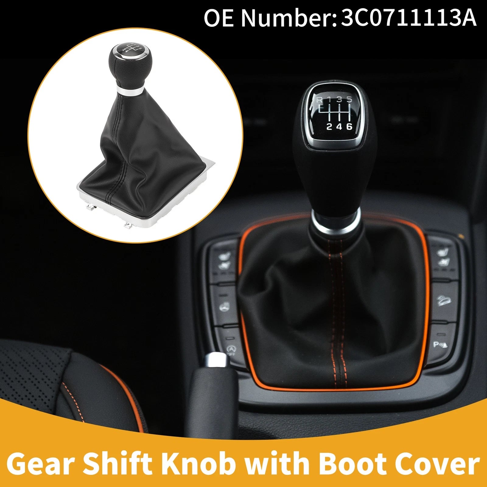 5 Speed Gear Shifter Knob with Cover for VW Passat (2006–2010)