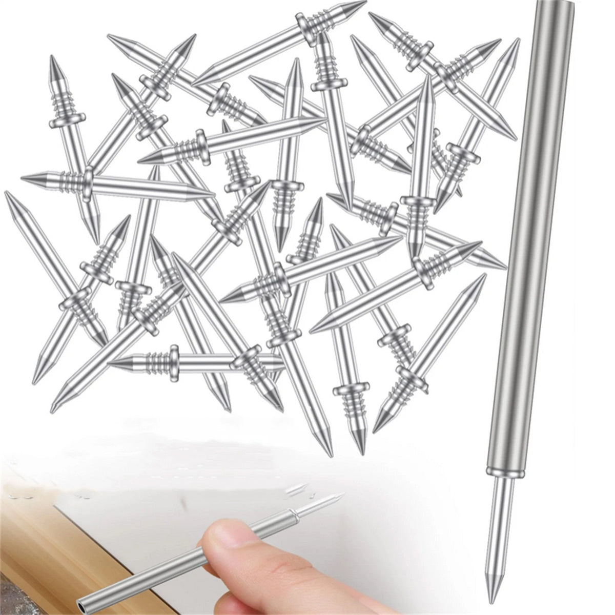 100Pcs Double-Head Metal Nails for Skirting Thread