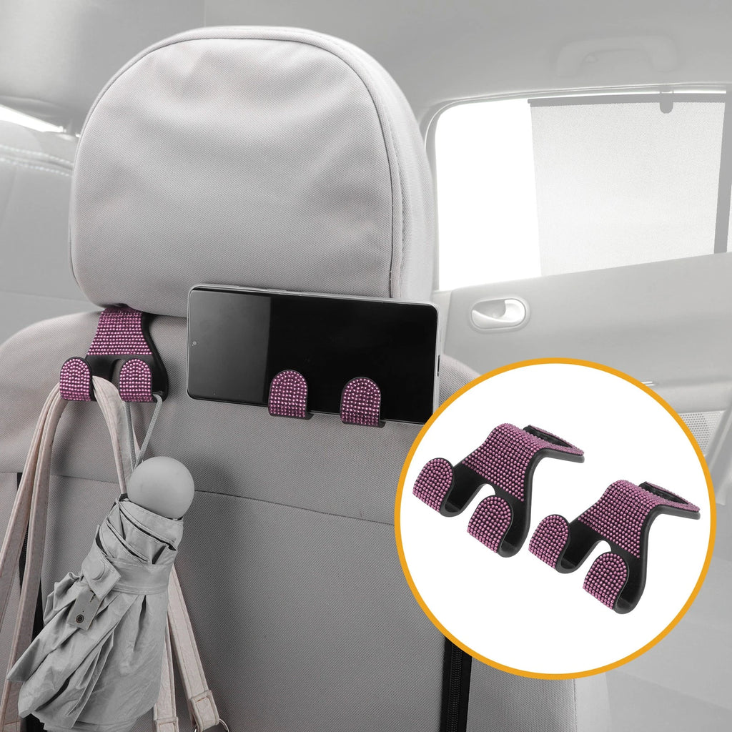 2 Pcs Universal Car Seat Headrest Hook for Hanging Purses (Pink)