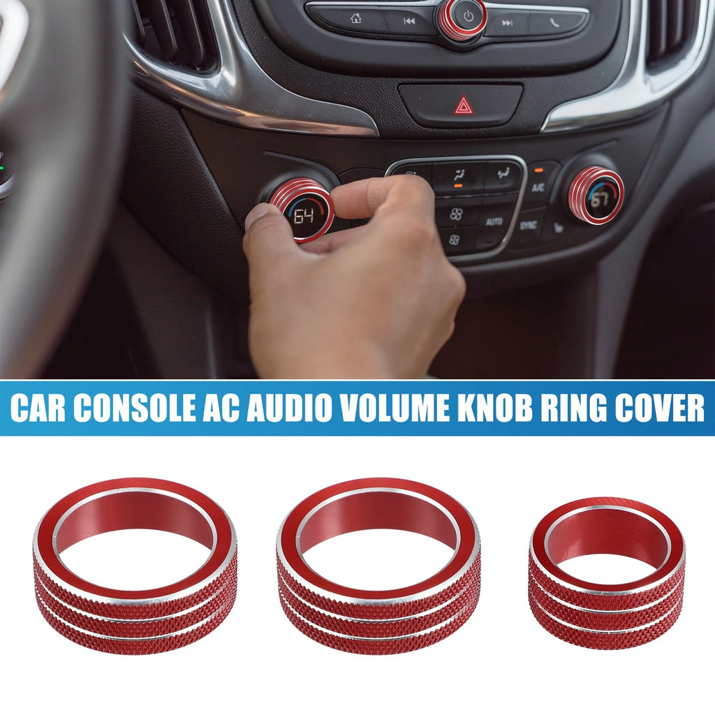 AC Audio Volume Knob Ring Cover Set for Chevy Malibu (2017–2022) Red