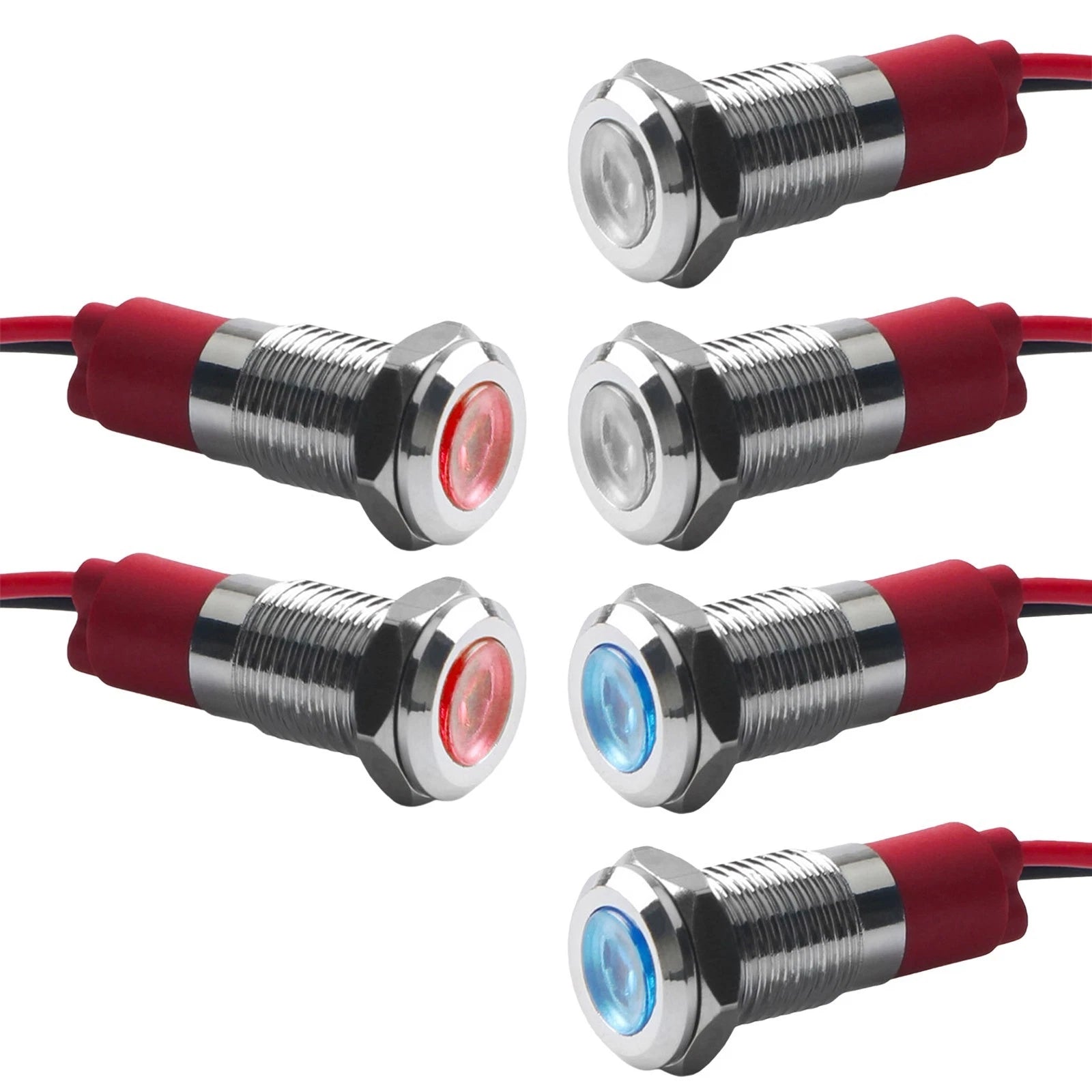 6X 8mm LED Indicator Lights for Vehicle Dashboard