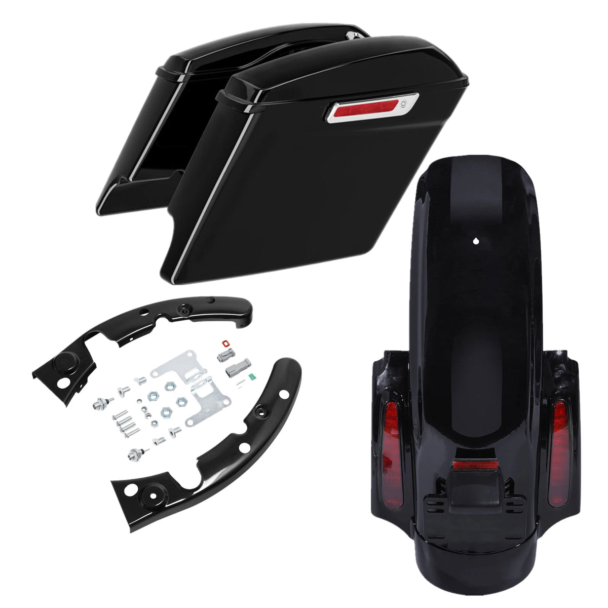 5" Stretched Hard Saddlebags & Rear LED Fender for Harley Road Glide (2009–2013)
