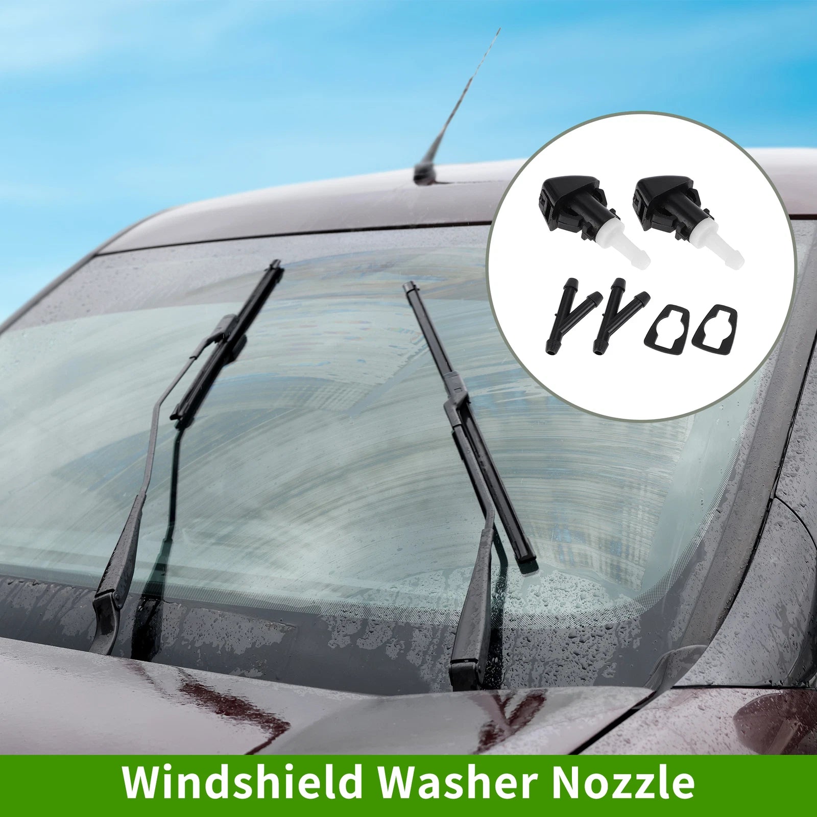 2X Windshield Washer Nozzle with Y Hose Connector for Jeep (2008–2016)