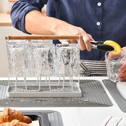 Silicone Square Drain Mat for Kitchen Countertop (Easy to Store & Clean)