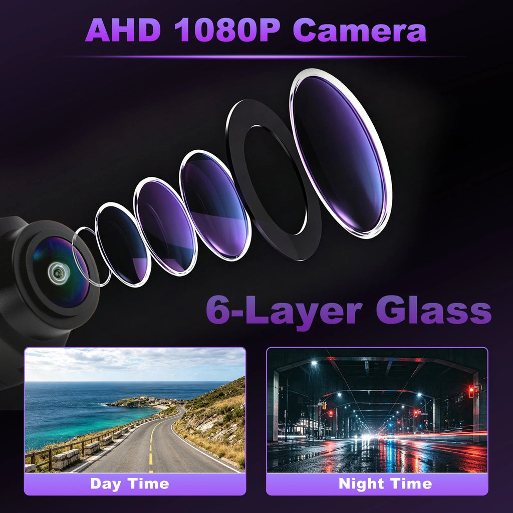 AHD 1080P Backup Camera for Universal Vehicles (170° View, IP68, RCA Cable)