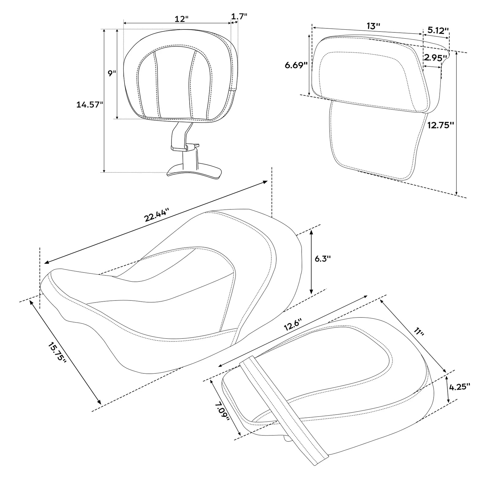 Seats & Backrest Pad for Harley CVO Road Glide (2014–2023)