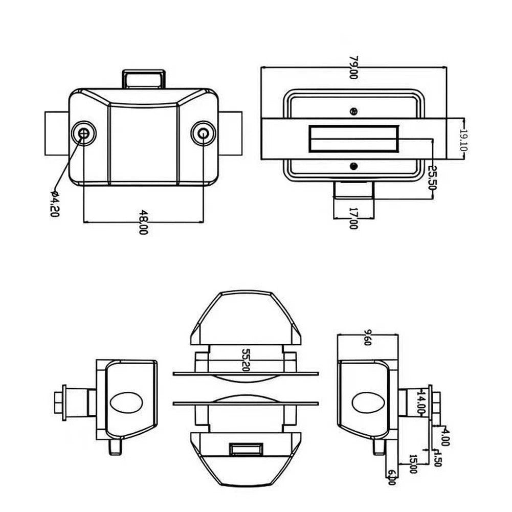 Push Button Lock Latch for RV Storage Drawer (10cm x 5cm)