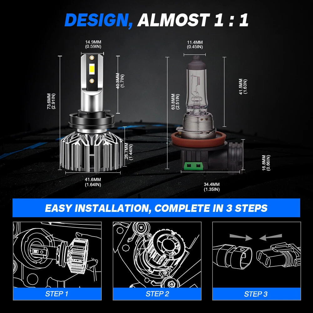 H11 LED Headlight Kit for - 300% Bright 6500K