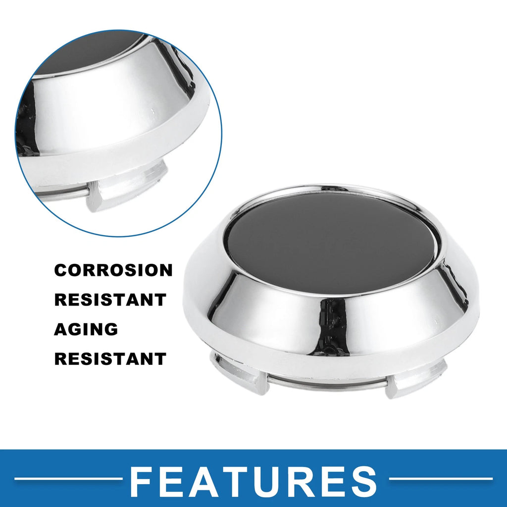 64mm Wheel Center Hub Cap for Universal Fit (Durable Plastic, Black/Silver)